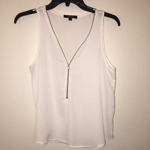 Ambiance white chiffon zipper tank